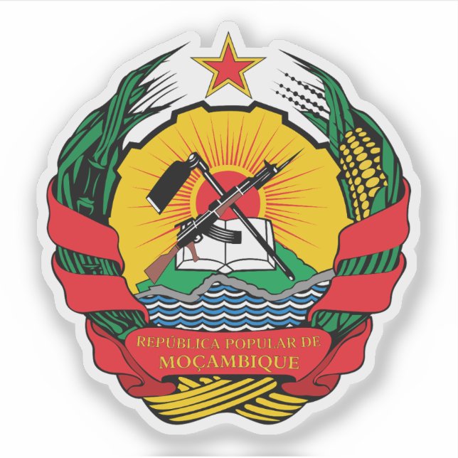 Pegatina People's Republic of Mozambique emblem (1982-1990) (Anverso)
