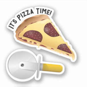 Pegatina Pepperoni Pizza y Pizza Cutter