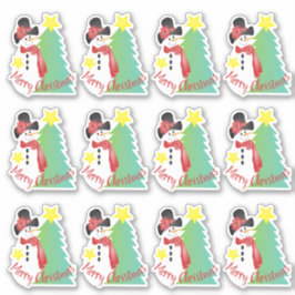 Pegatina Pequeña Artsy Snowman