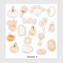 Pegatina Pequeña Calabaza Cuidada Nursera Bebé Ducha