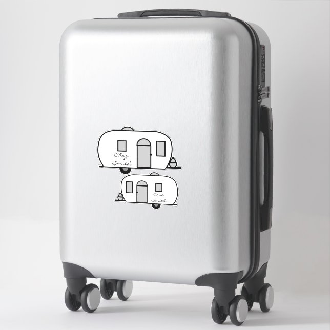 Pegatina Pequeña caravana gitana con redondeo personalizado (Maleta)