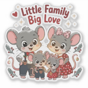 Pegatina Pequeña Familia Gran Amor Ratón Adorable