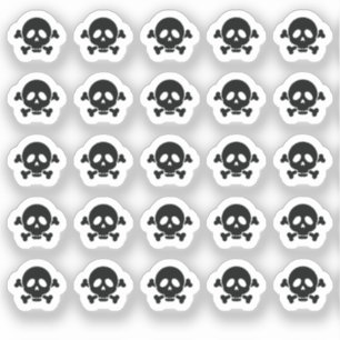 Pegatina Pequeña silueta de calavera y huesos cruzados