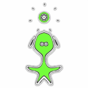 Pegatina Pequeña y extraña mujer (verde)