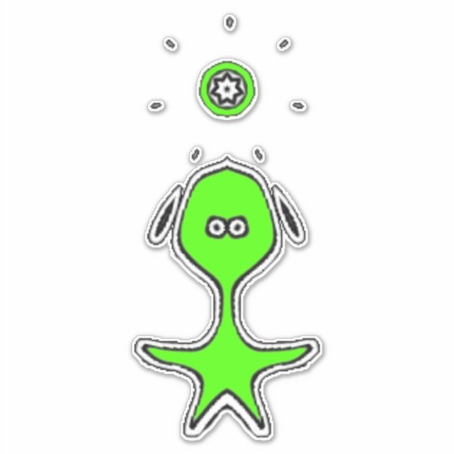 Pegatina Pequeña y extraña mujer (verde) (Anverso)