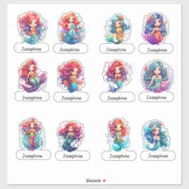 Pegatina Pequeñas sirvientas con el nombre del niño abajo