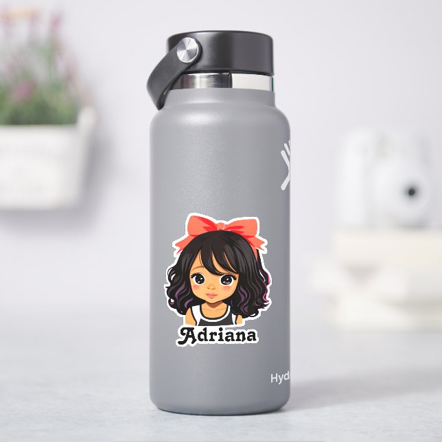 Pegatina Pequeño Chica Personalizado hispano personalizado (hidrofrasco)