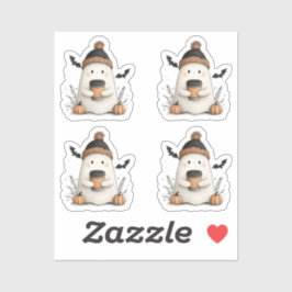 Pegatina Pequeño fantasma en otoño Halloween - acogedor oto