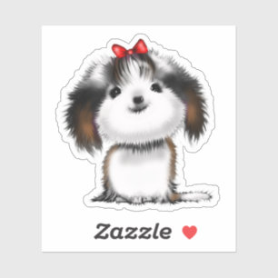Pegatina Pequeño Ilustracion animado Shih-tzu Puppy