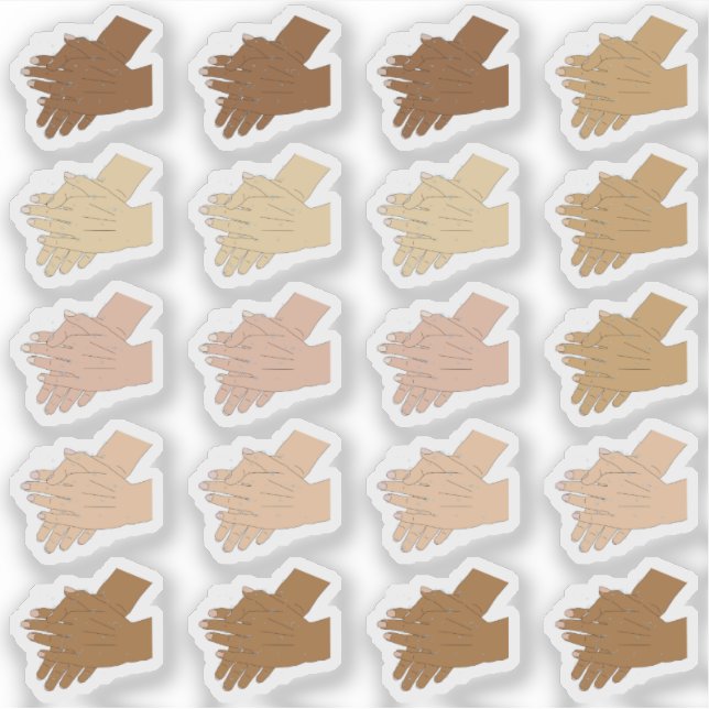 Pegatina Pequeño lavado de manos multicultural (Anverso)