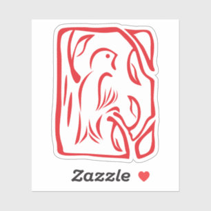 Pegatina Pequeño pájaro rojo