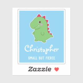 Pegatina Pequeño Pero Feroz | Gracioso Dino Cute T-Rex Azul