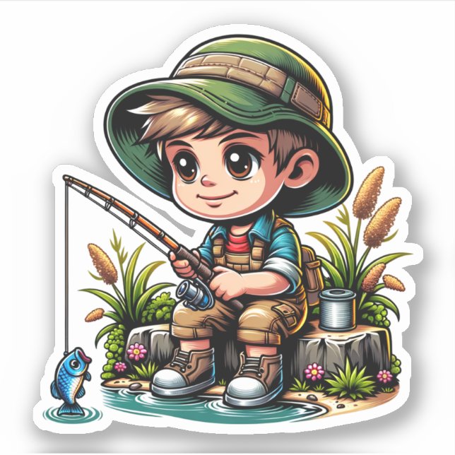 Pegatina Pequeño Personalizado de pesca (Anverso)