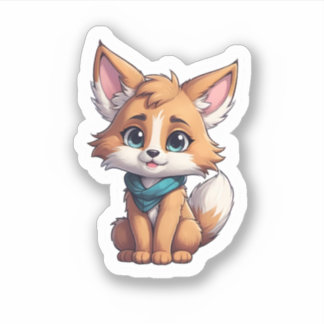 Pegatina pequeño y bonito zorro