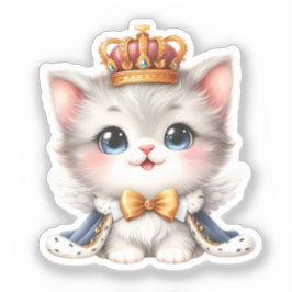 Pegatina Pequeño y lindo gatito príncipe