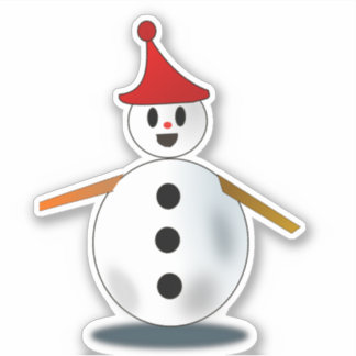 Pegatina Pequeño y lindo muñeco de nieve