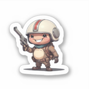 Pegatina pequeño y lindo soldado