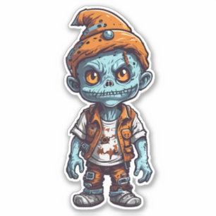 Pegatina Pequeño zombi en traje de Halloween