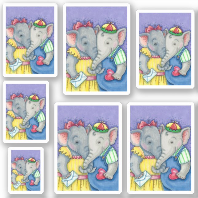 PEGATINA PEQUEÑOS ELEFANTES SUETEARIOS NOVIA (Anverso)