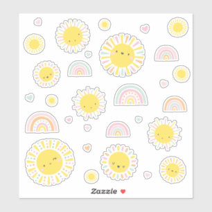 Pegatina Pequeños soles, arcos de lluvia y corazones