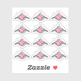 Pegatina Perchero de ropa con cristales florales boho moda 