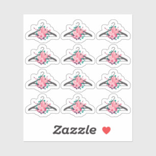 Pegatina Perchero de ropa con cristales florales boho moda 