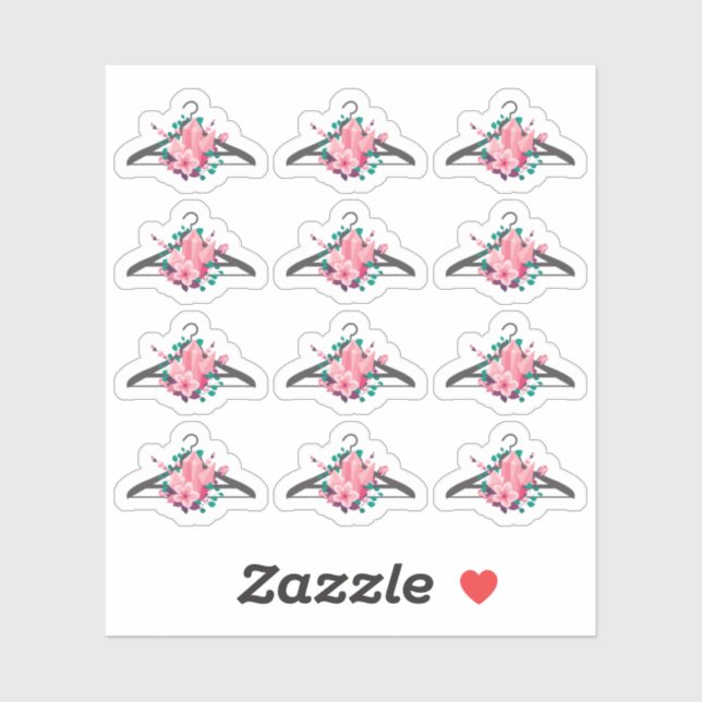 Pegatina Perchero de ropa con cristales florales boho moda  (Hoja)