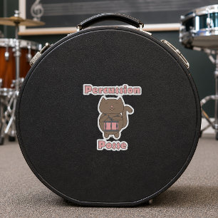 Pegatina Percussion Posse - Gato Baterista Divertido y Lind