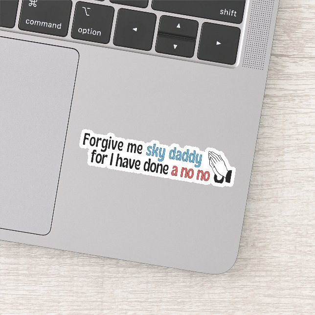 Pegatina Perdóname Sky Daddy, religioso gracioso (Detalle)