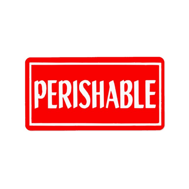 Pegatina perecedero blanco y rojo vintage (Frente)