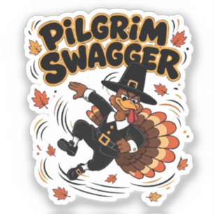 Pegatina Peregrino Swagger Pavo Día de Acción de Gracias Da