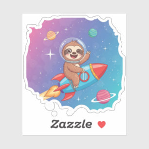 Pegatina Perezoso espacial en cohete – Vector de dibujos an