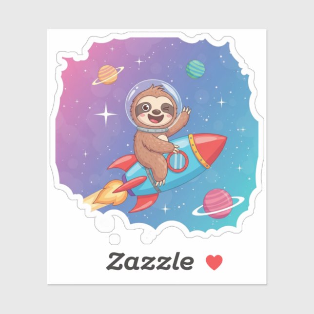 Pegatina Perezoso espacial en cohete – Vector de dibujos an (Hoja)