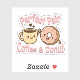 Pegatina Perfect Pair Coffee and Donut Kawaii Design | Cute