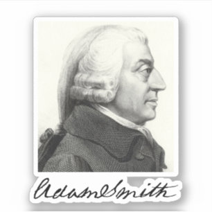 Pegatina Perfil de Adam Smith (con firma)
