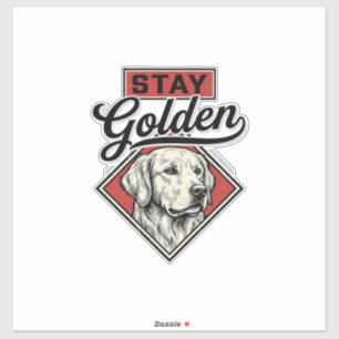 Pegatina Permanecer Retriever Dorado Diseño Vectorial de Pe