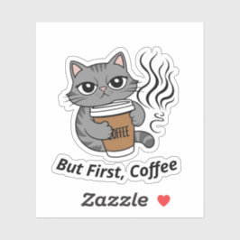 Pegatina Pero primero, café - Gato Lover personalizado