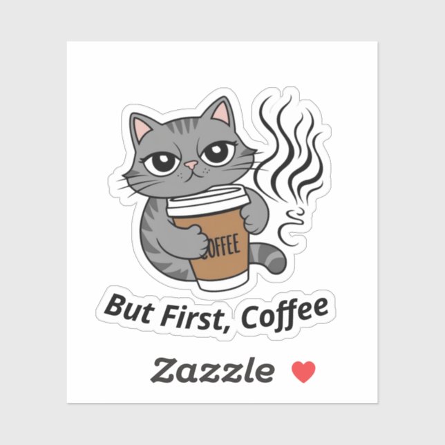 Pegatina Pero primero, café - Gato Lover personalizado (Hoja)