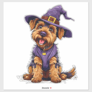 Pegatina Perrito Adorable con Disfraz de Halloween Cachorro