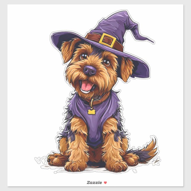 Pegatina Perrito Adorable con Disfraz de Halloween Cachorro (Hoja)