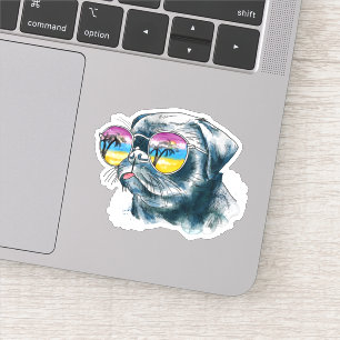 Pegatina Perrito tropical de la acuarela