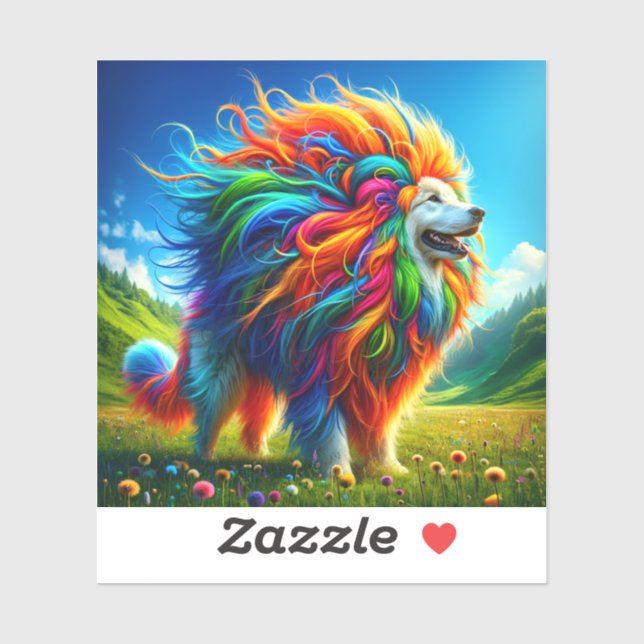 Pegatina Perro arco iris (Hoja)