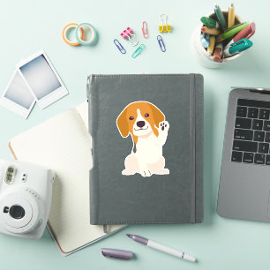 Pegatina Perro Beagle blanco elegante