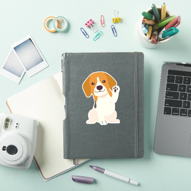 Pegatina Perro Beagle blanco elegante (Funda para iPad)