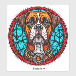 Pegatina Perro Boxer Vidrio Emplomado