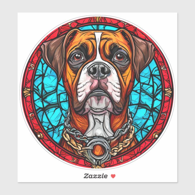 Pegatina Perro Boxer Vidrio Emplomado (Hoja)
