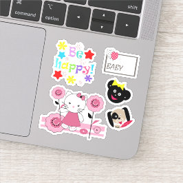 Pegatina Perro brillante bebé flores divertidas personaliza