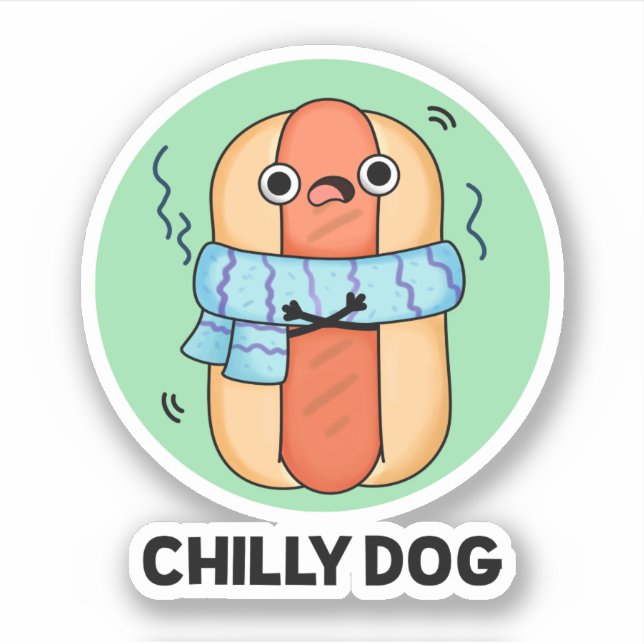 Pegatina Perro Chileno Divertido Chili Hot Dog Pun (Anverso)