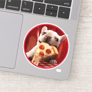 Pegatina Perro comiendo pizza Slice