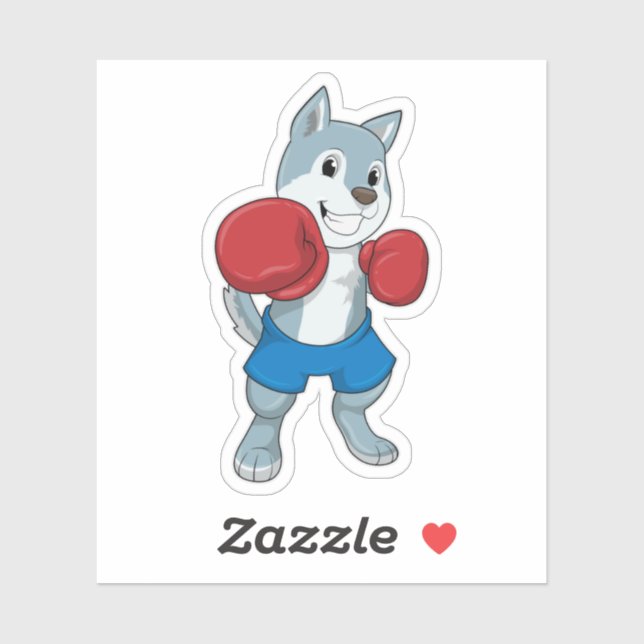 Pegatina Perro como boxeador con guantes de boxeo (Hoja)